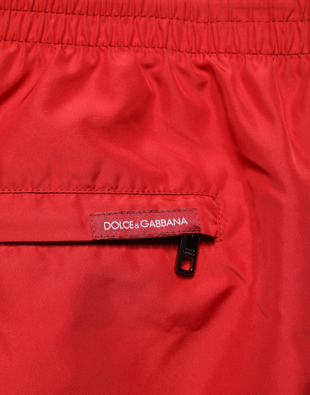 Red Polyester Drawstring Beach Shorts Swimwear
