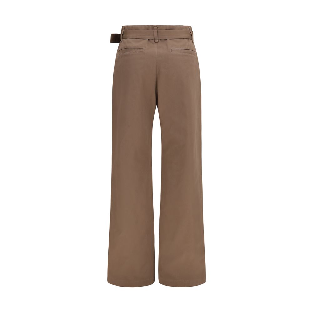 Brown Polyester Casual Pants