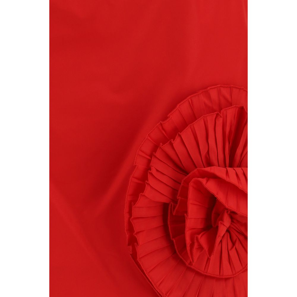 Red Polyester Mini Skirt