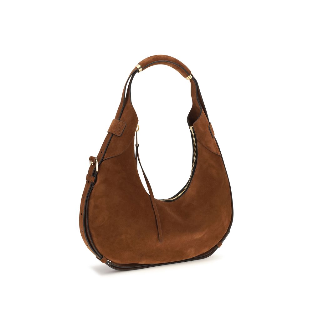 Brown Suede Leather Shoulder Bag