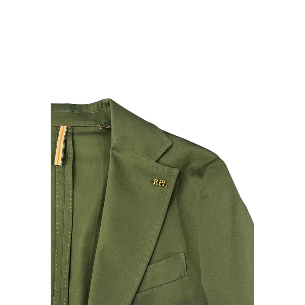 Green Cotton Men Jacket