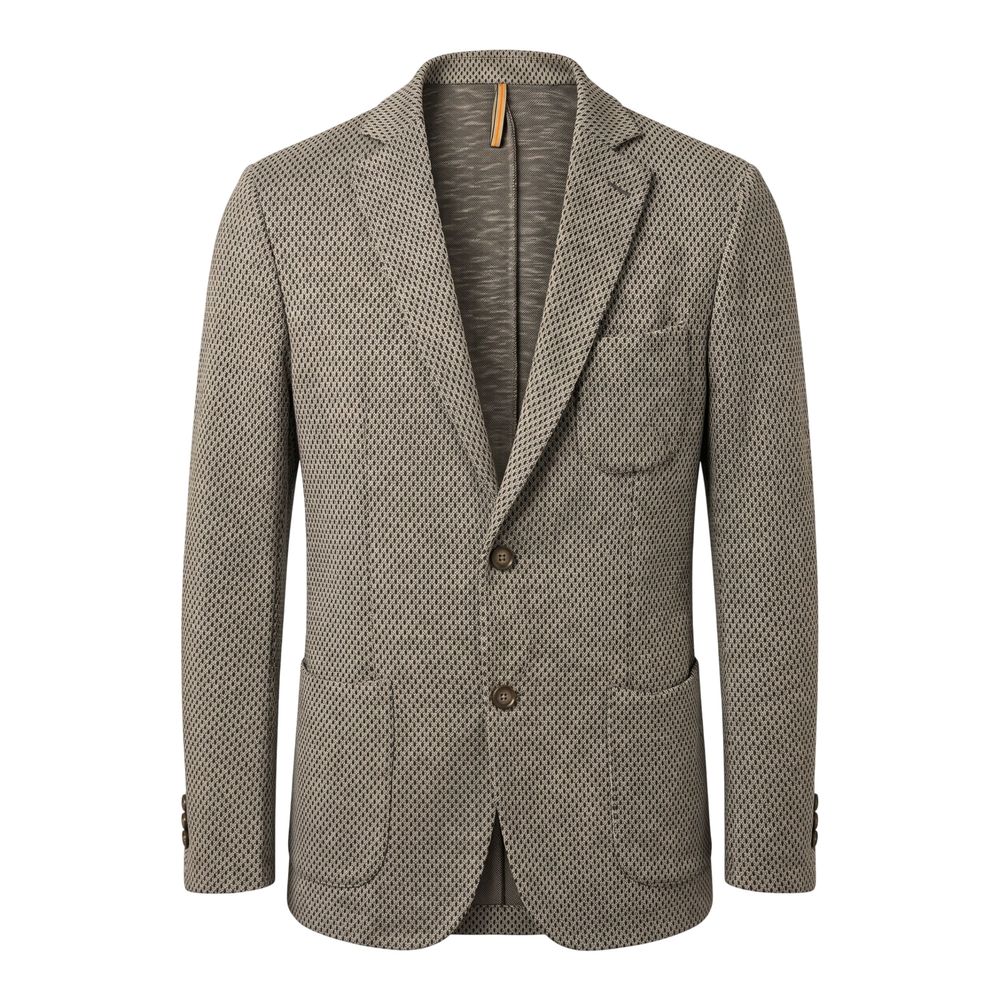 Beige Cotton Men Jacket