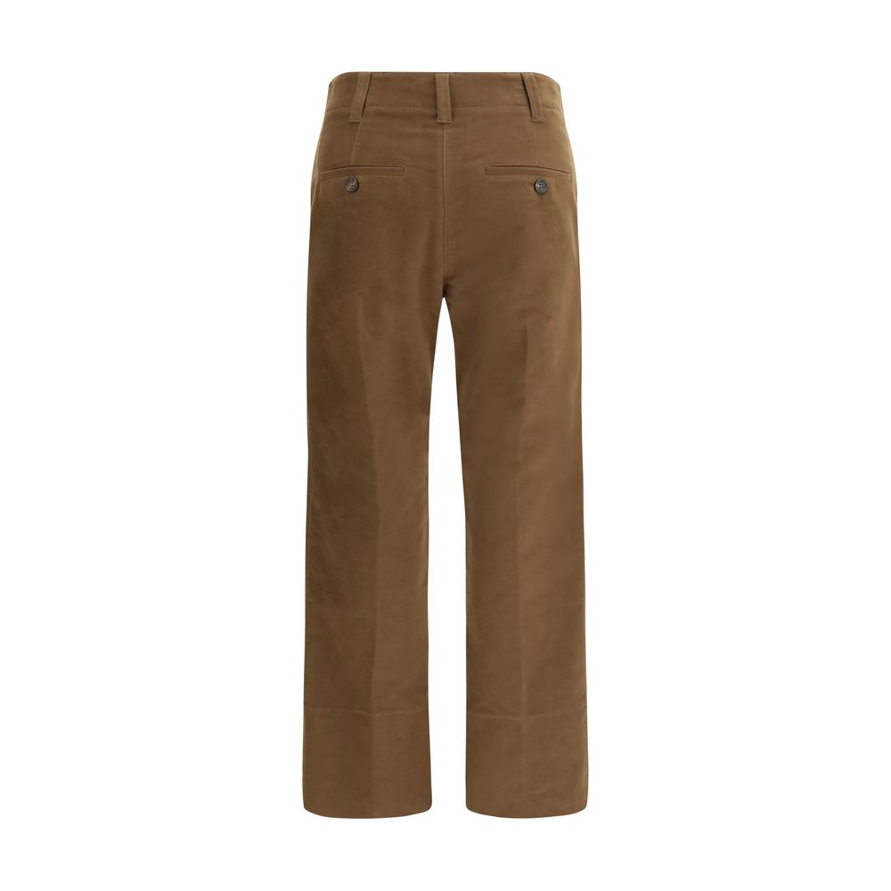 Brown Cotton Casual Pants