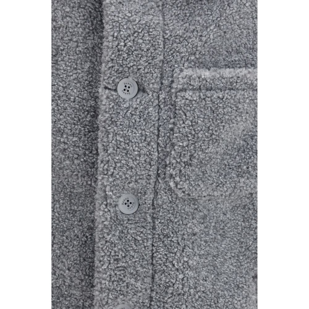 Gray Polyester Full-Length Jacket