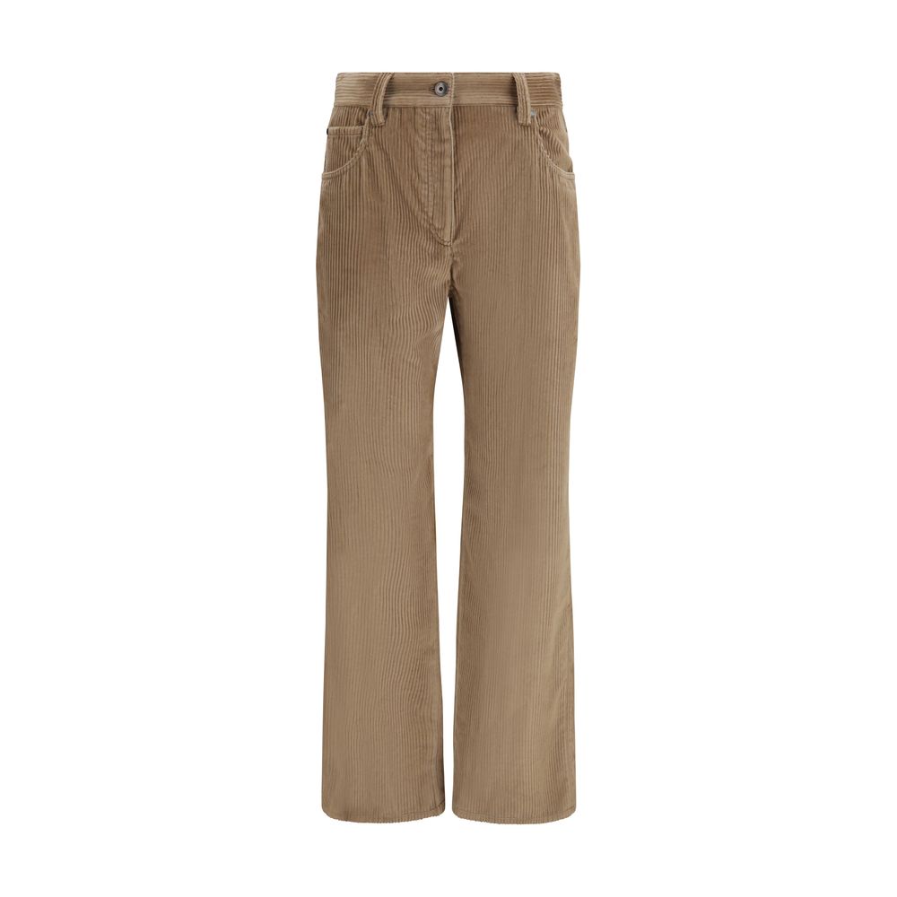 Brown Cotton Casual Pants