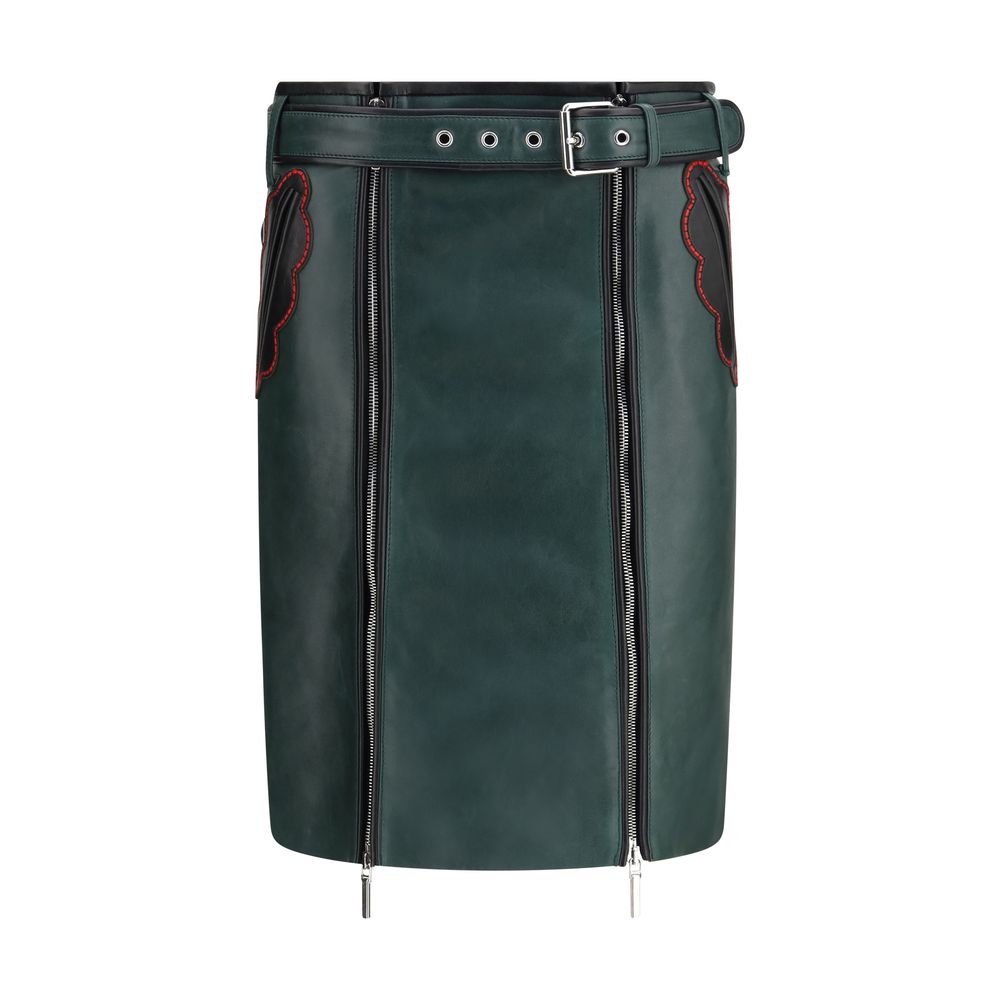Bicolor Calf Leather Bos Taurus Long Skirt