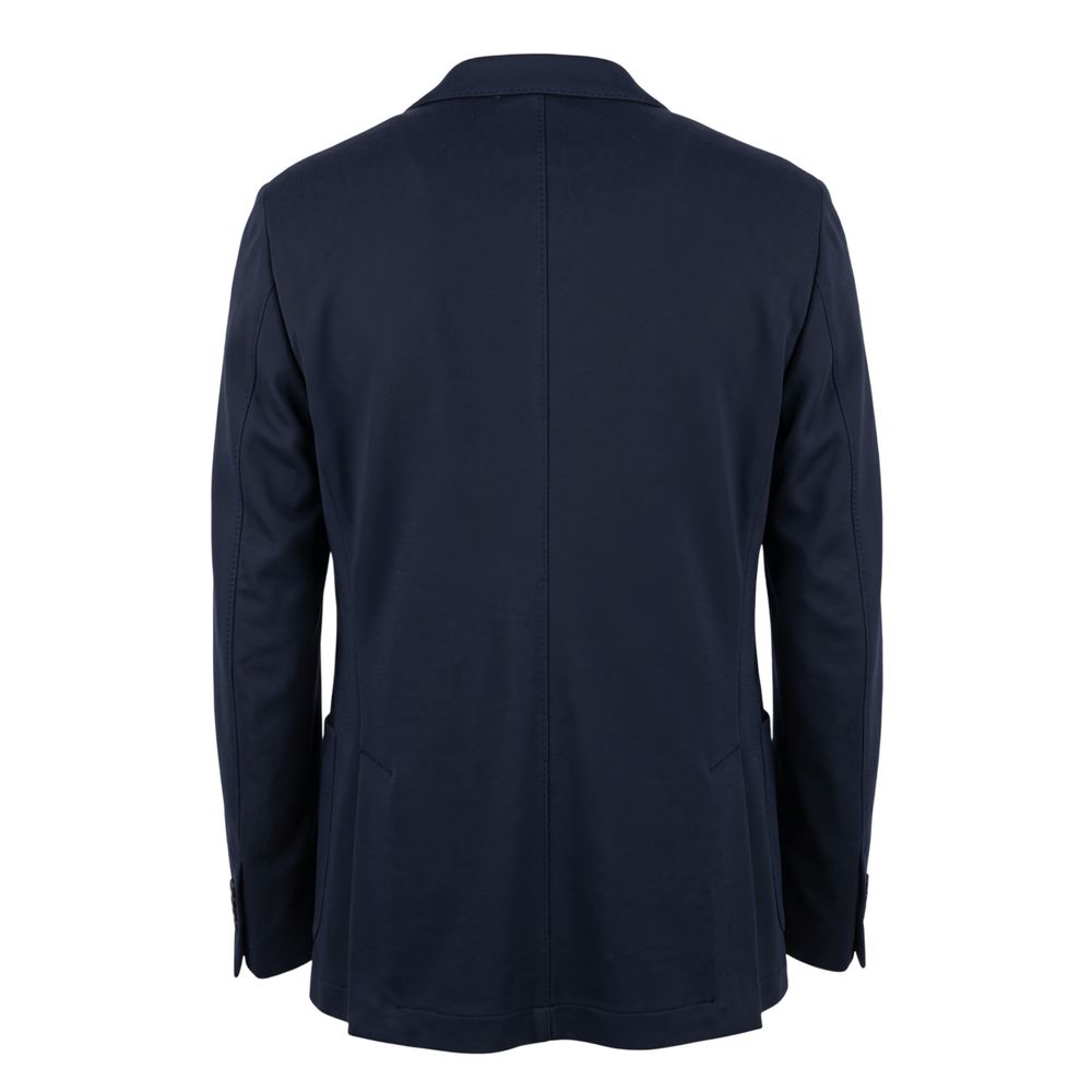 Blue Polyester Men Jacket