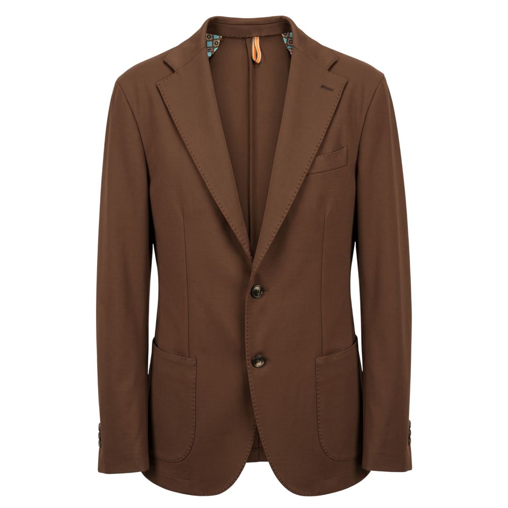 Brown Viscose Men Jacket