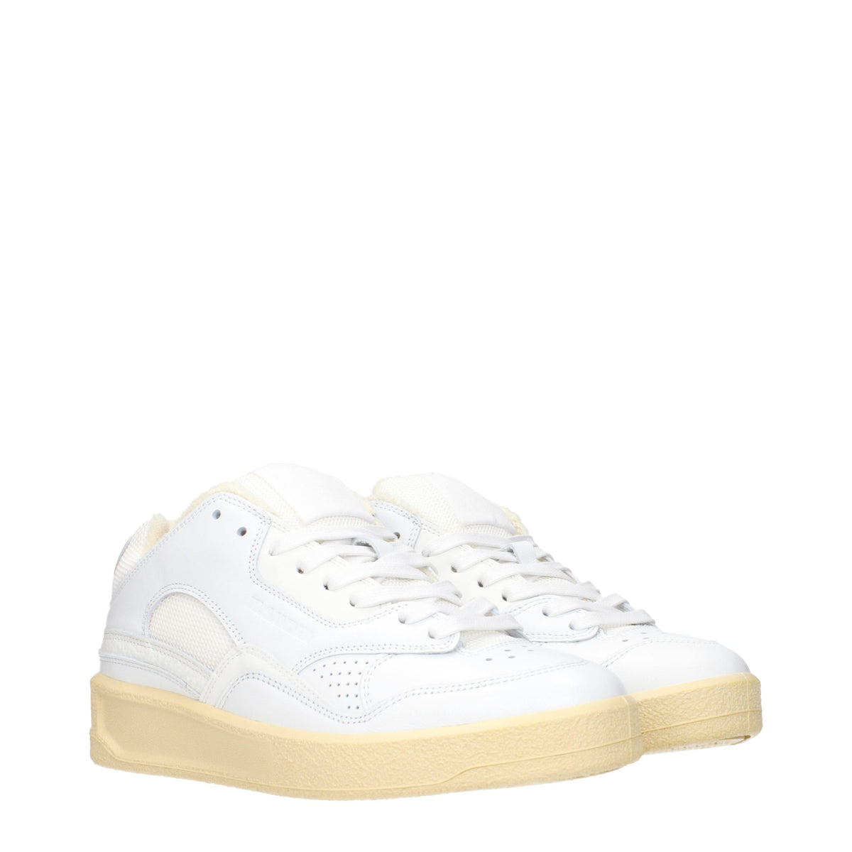 White Leather Low Top Sneakers