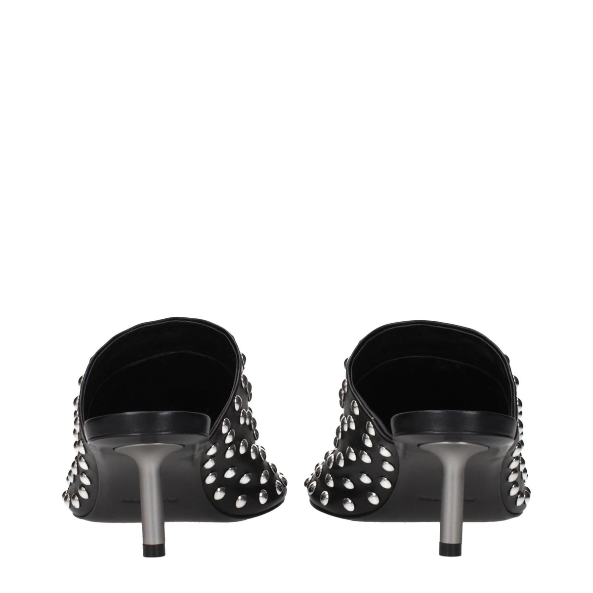 Black Leather Mules
