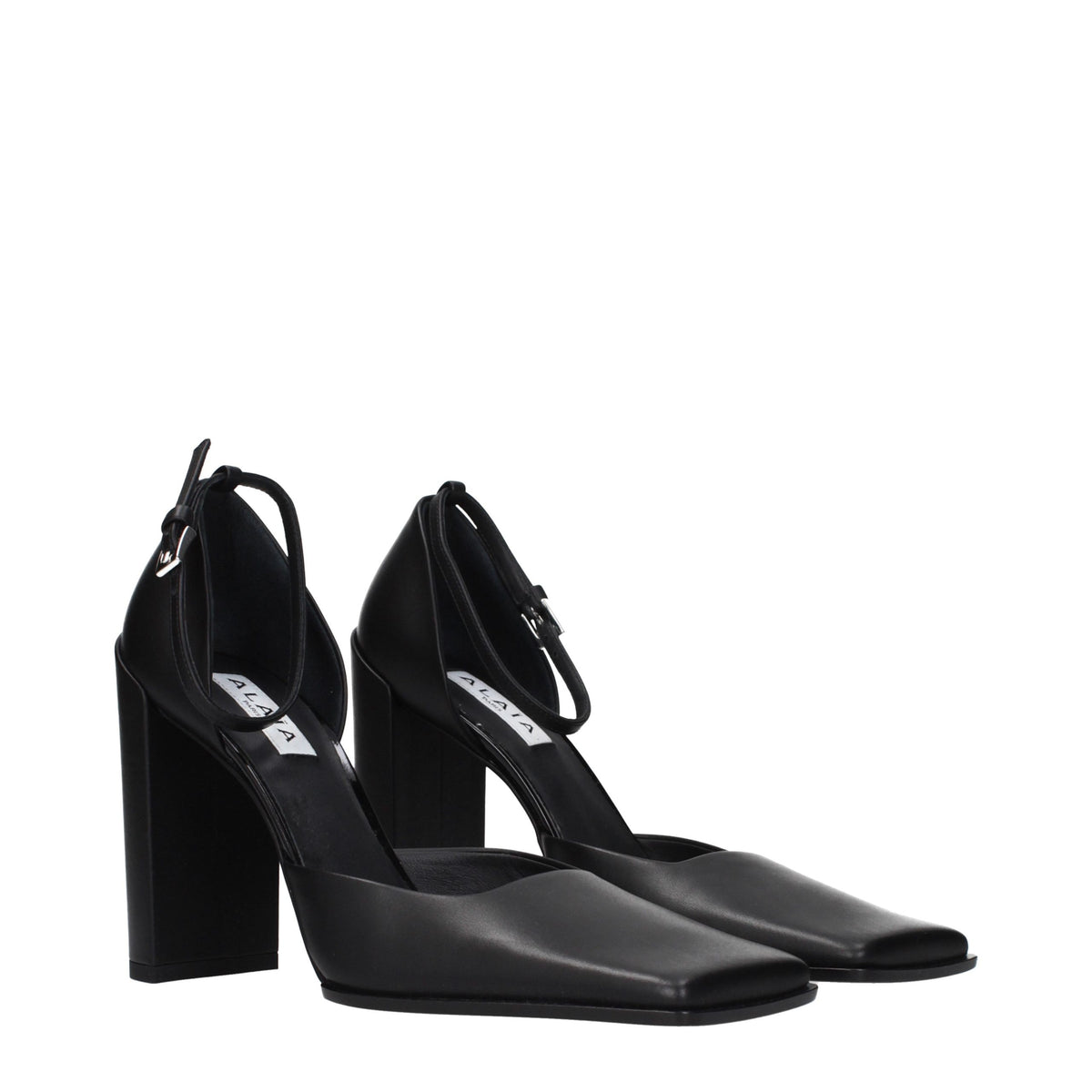 Black Leather High Heel Pumps