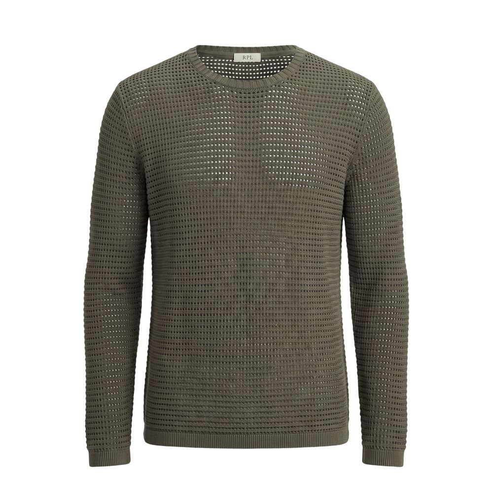 Green Cotton Men Sweater