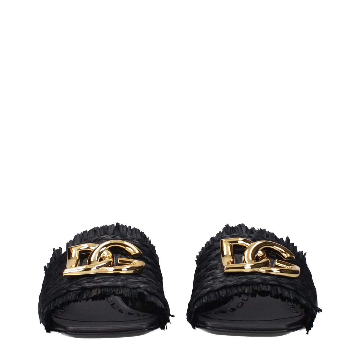 Black Raffia Platform Sandals