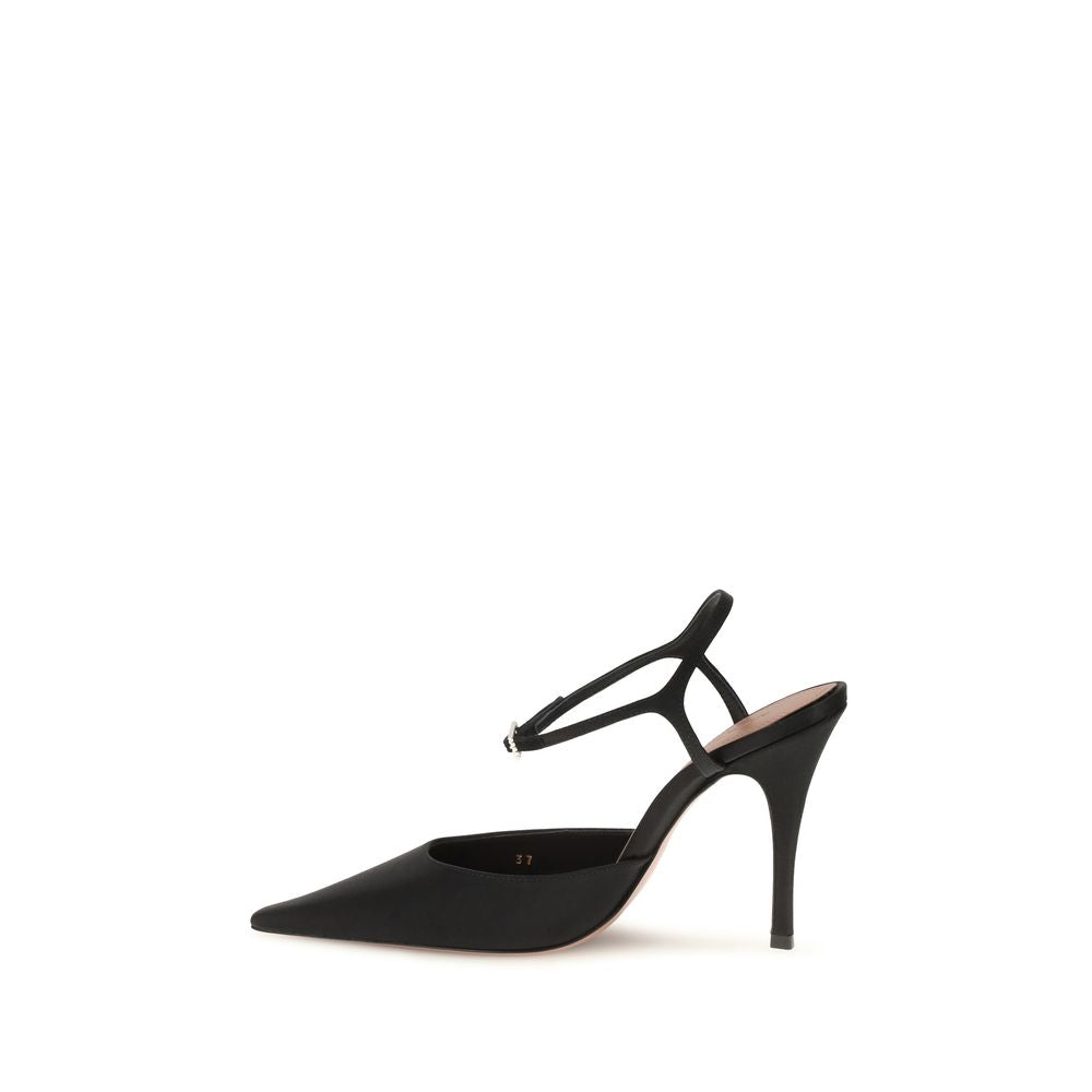 Black Satin High Heel Pumps