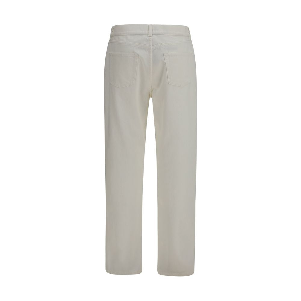 White Cotton Straight-Leg Jeans