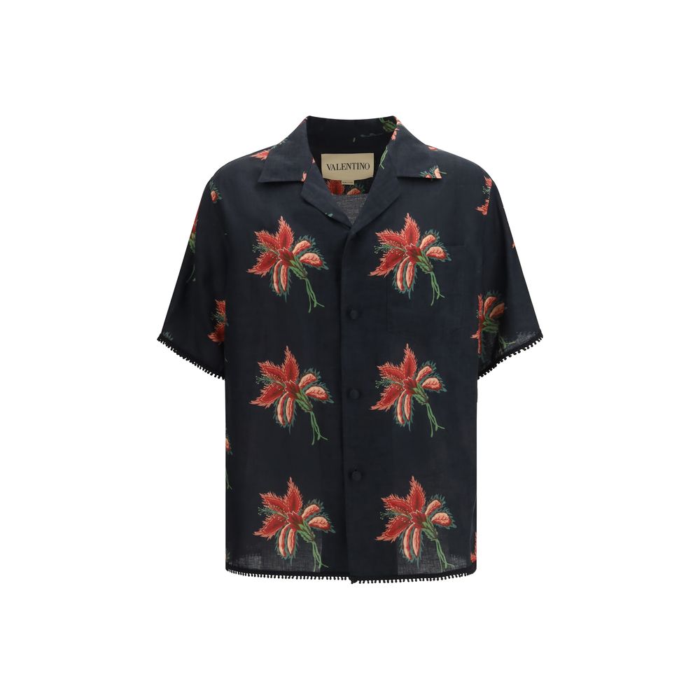 Black Linen Pattern Shirt