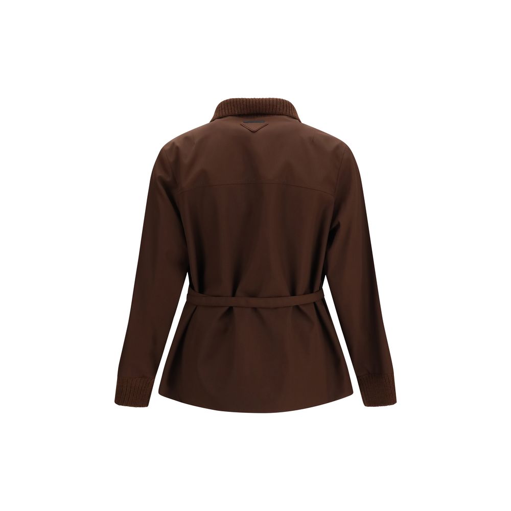 Brown Polyester Full-Length Jacket