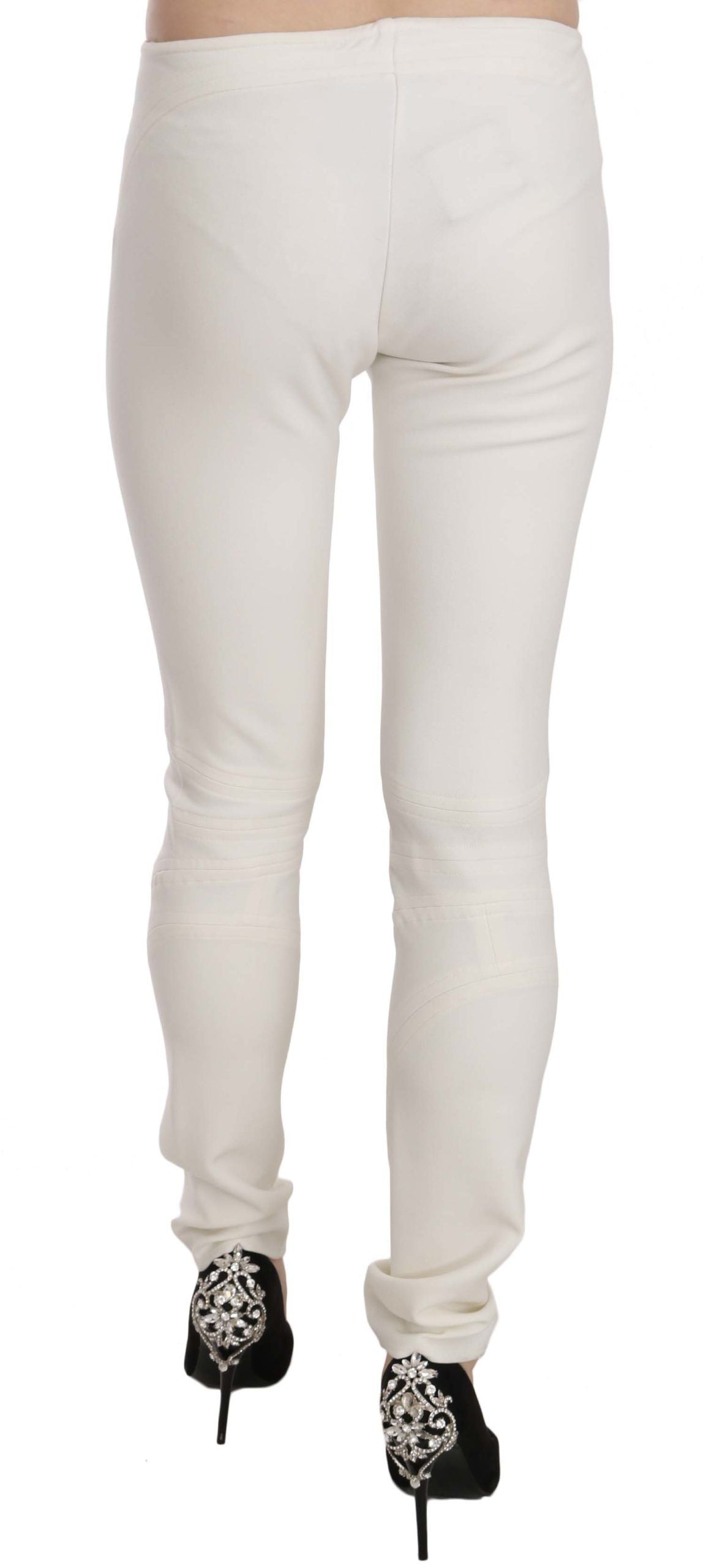 White Mid Waist Skinny Dress Trousers Pants