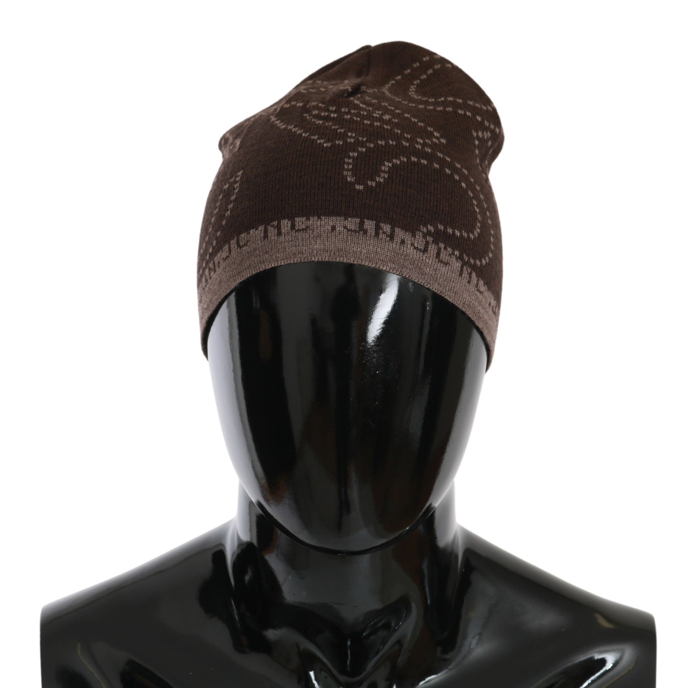 Beanie Brown Wool Blend Branded Hat
