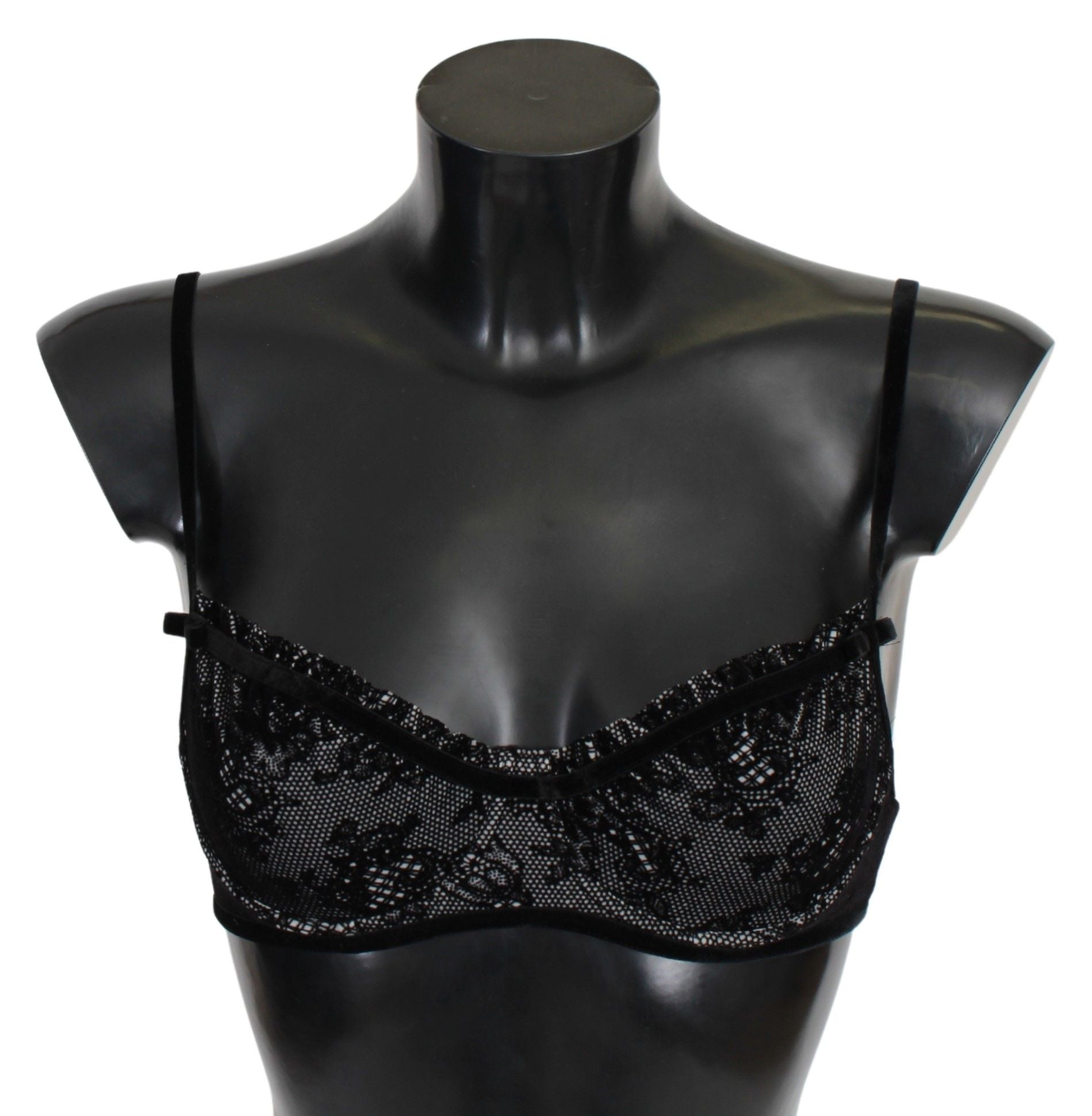 Black Mesh Balconcino Bra Nylon Underwear