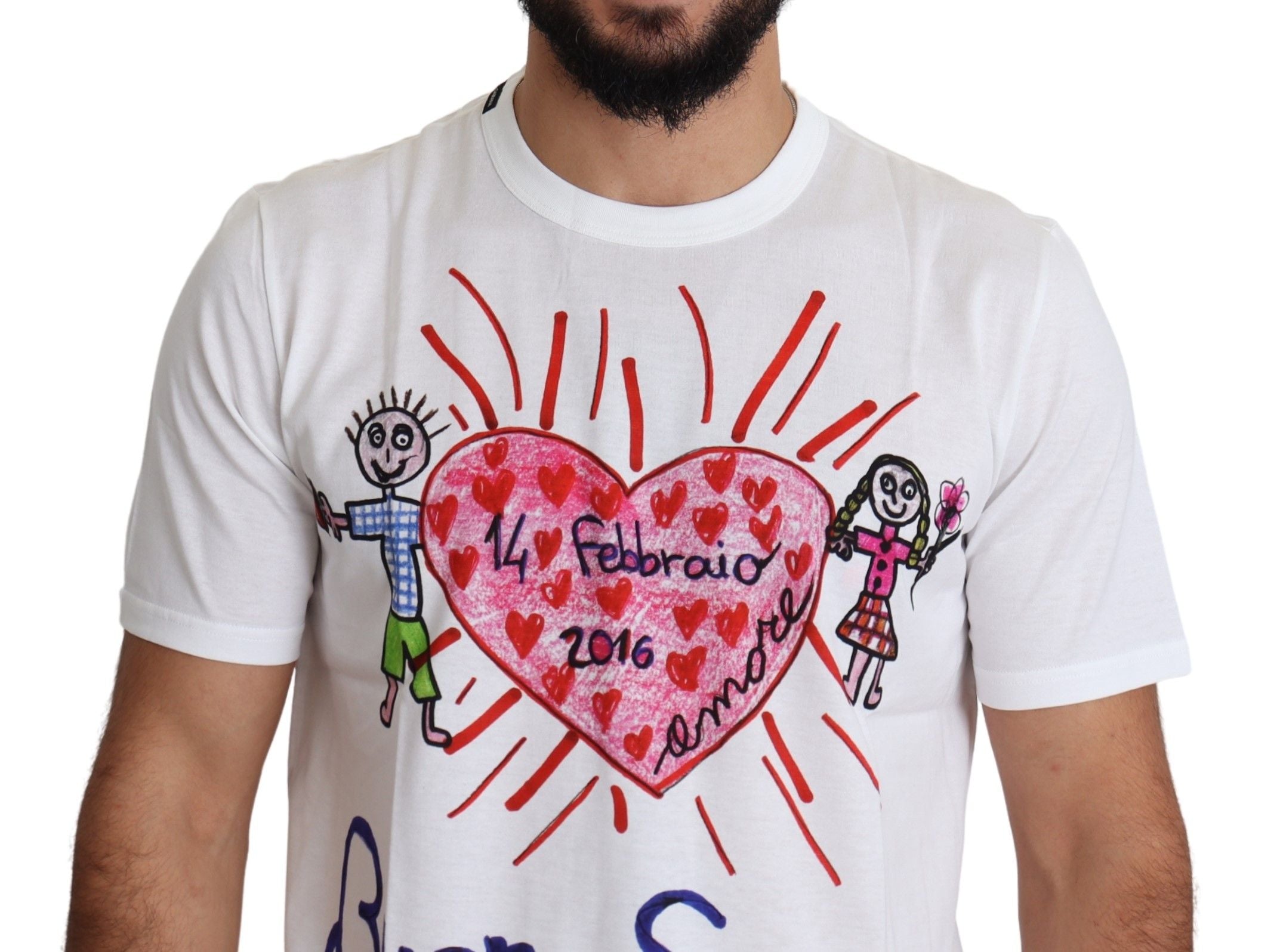 White Saint Valentine Hearts Print Men T-shirt