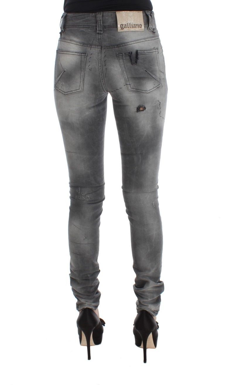 Gray Wash Cotton Blend Slim Fit Denim Jeans Pants