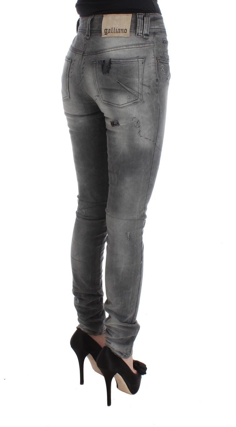 Gray Wash Cotton Blend Slim Fit Denim Jeans Pants