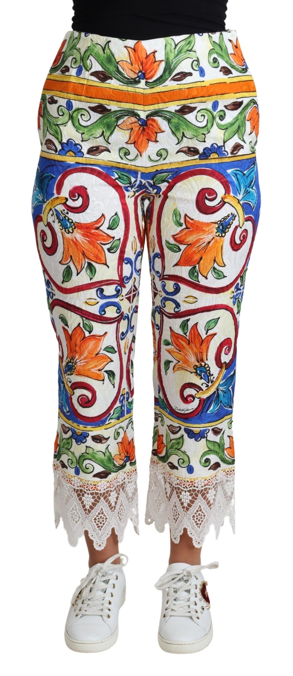 Multicolor Majolica Print Trouser Cotton Pants