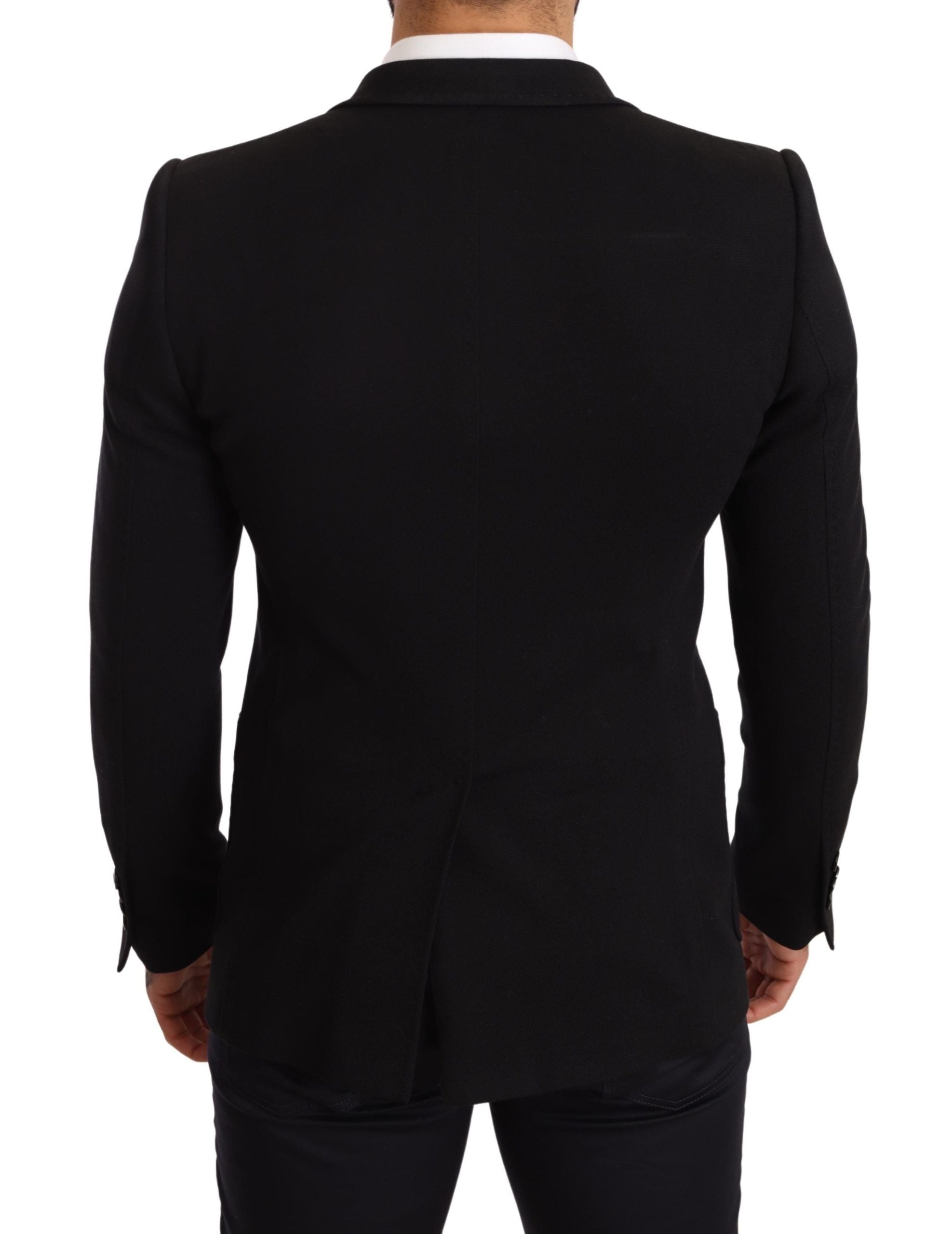 Black Cotton Slim Fit Coat Jacket Blazer
