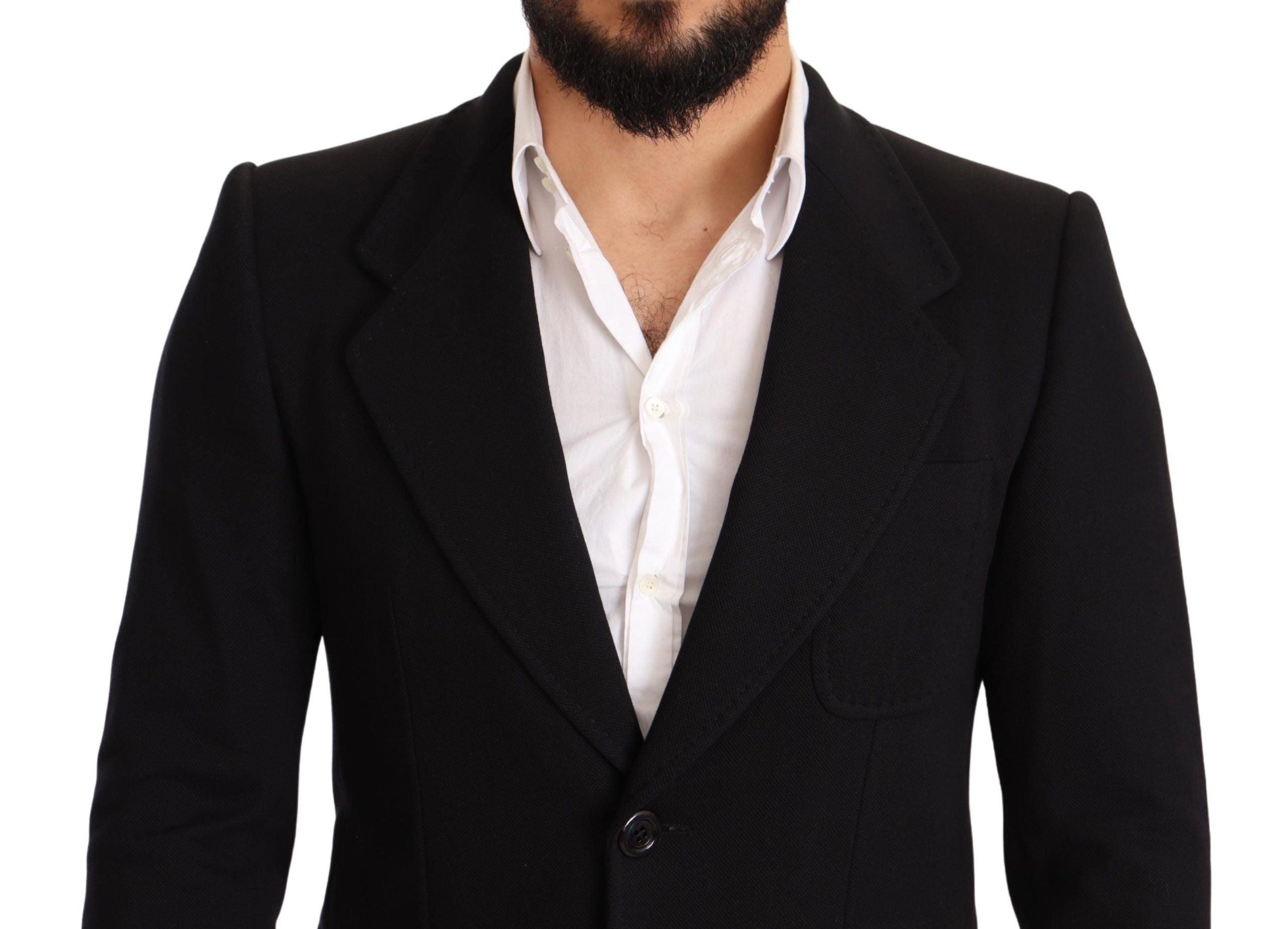 Black Cotton Slim Fit Coat Jacket Blazer