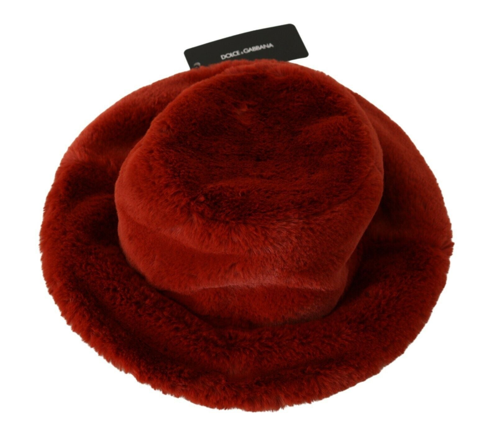 Red Bordeaux Fur Wide Brim Bucket Hat