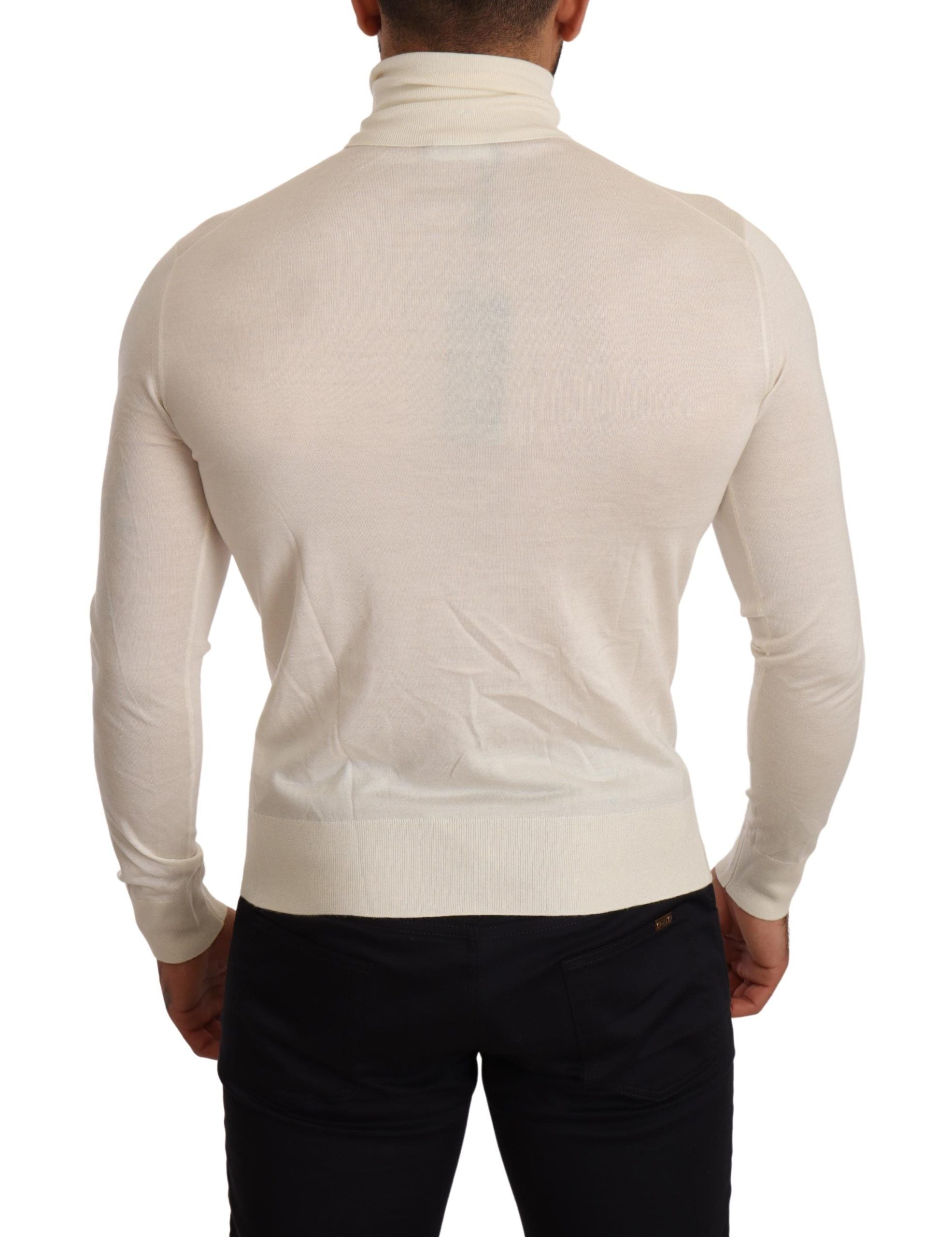 Cream Cashmere Turtleneck Pullover Sweater