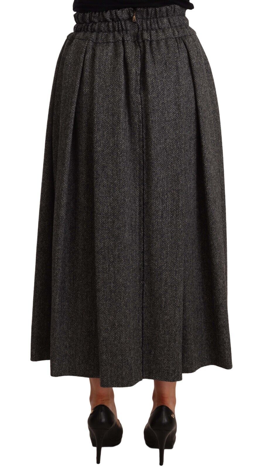 Gray Wool High Waist A-line PIECE Skirt