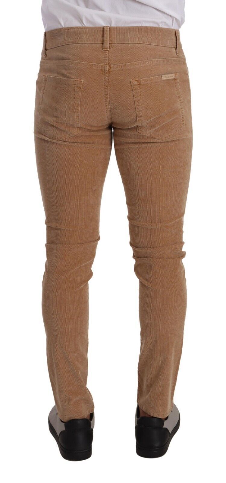 Brown Corduroy Cotton Skinny Slim Fit Jeans