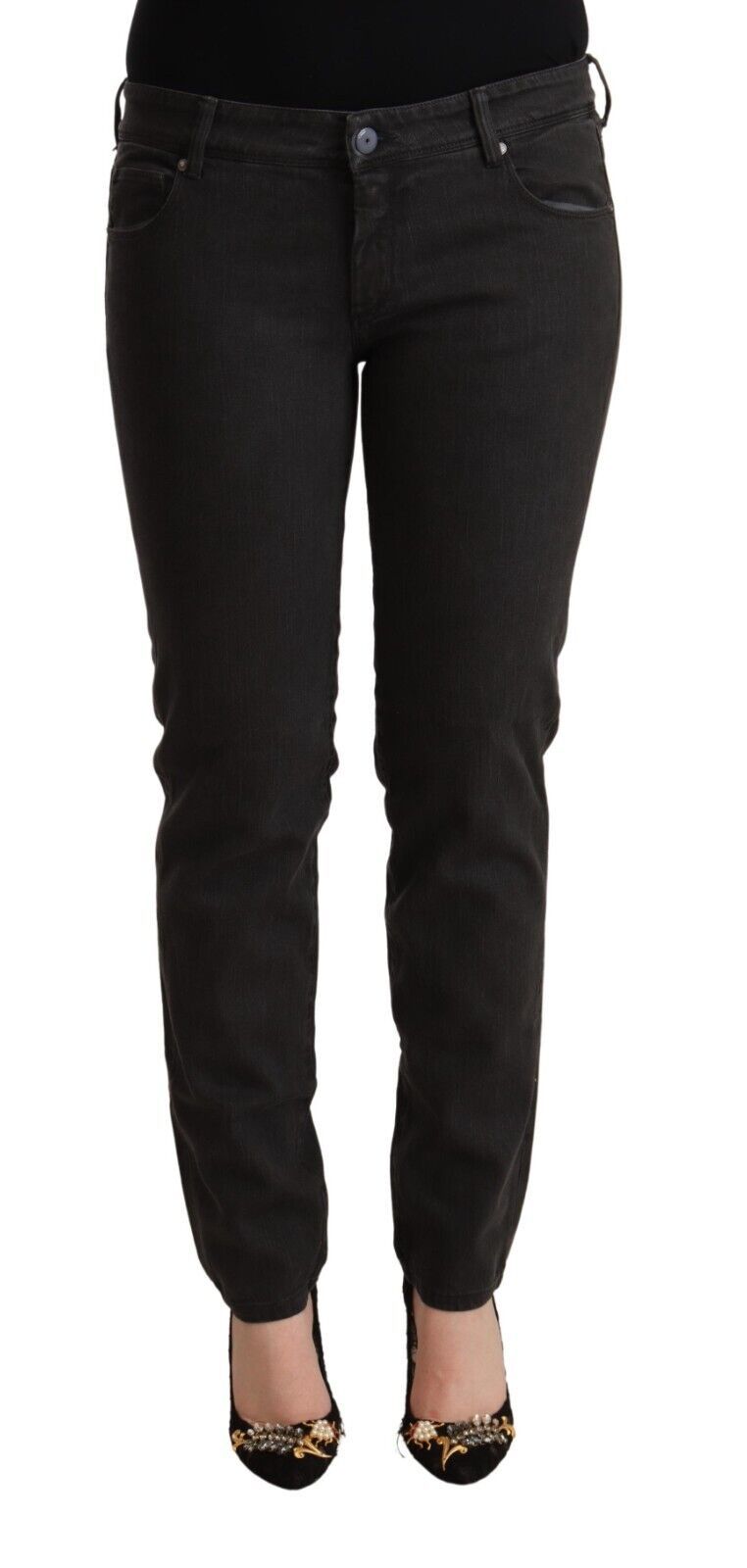 Black Low Waist Skinny Denim Cotton Jeans