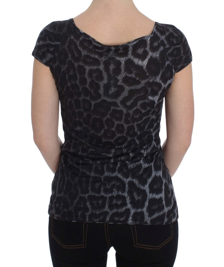 Gray Leopard Modal T-Shirt Blouse Top