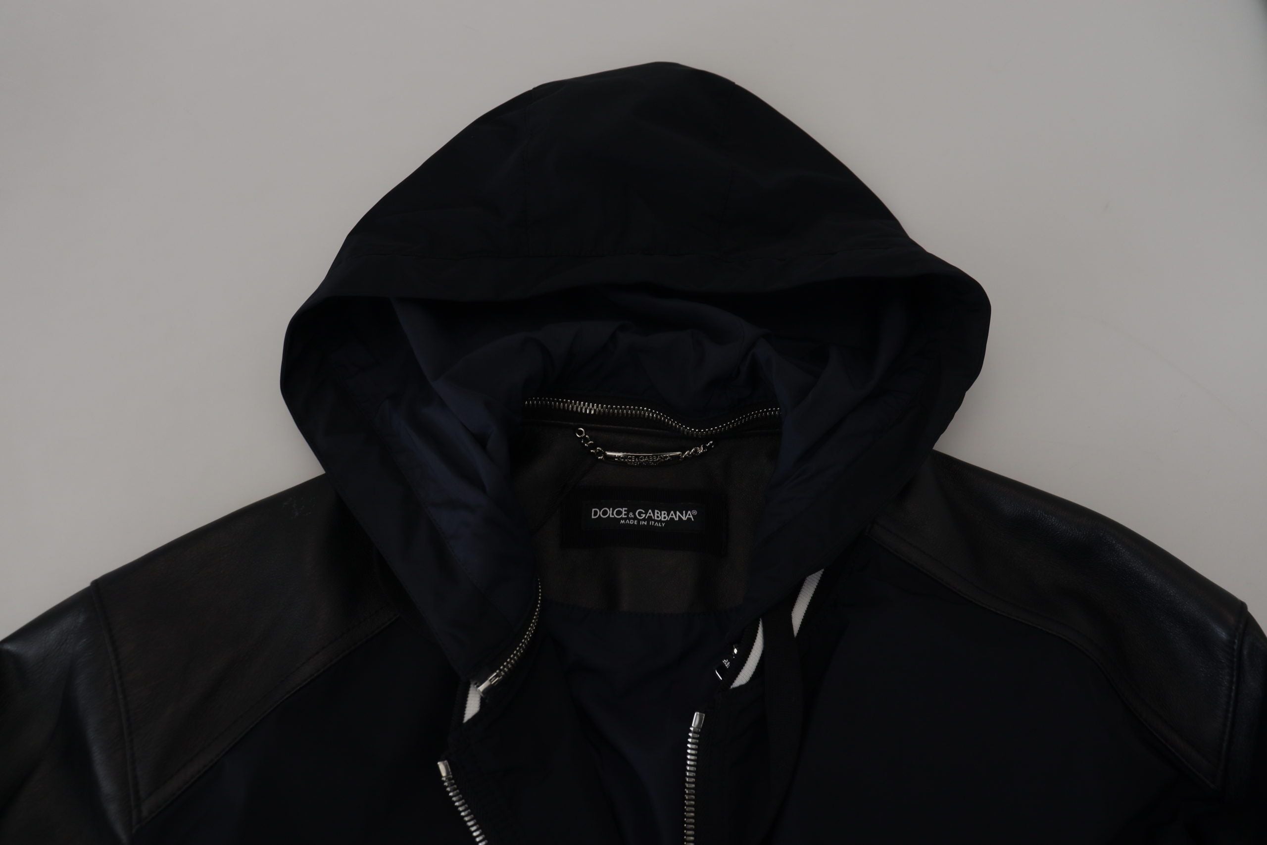 Black Polyester Hooded Blouson Coat Jacket