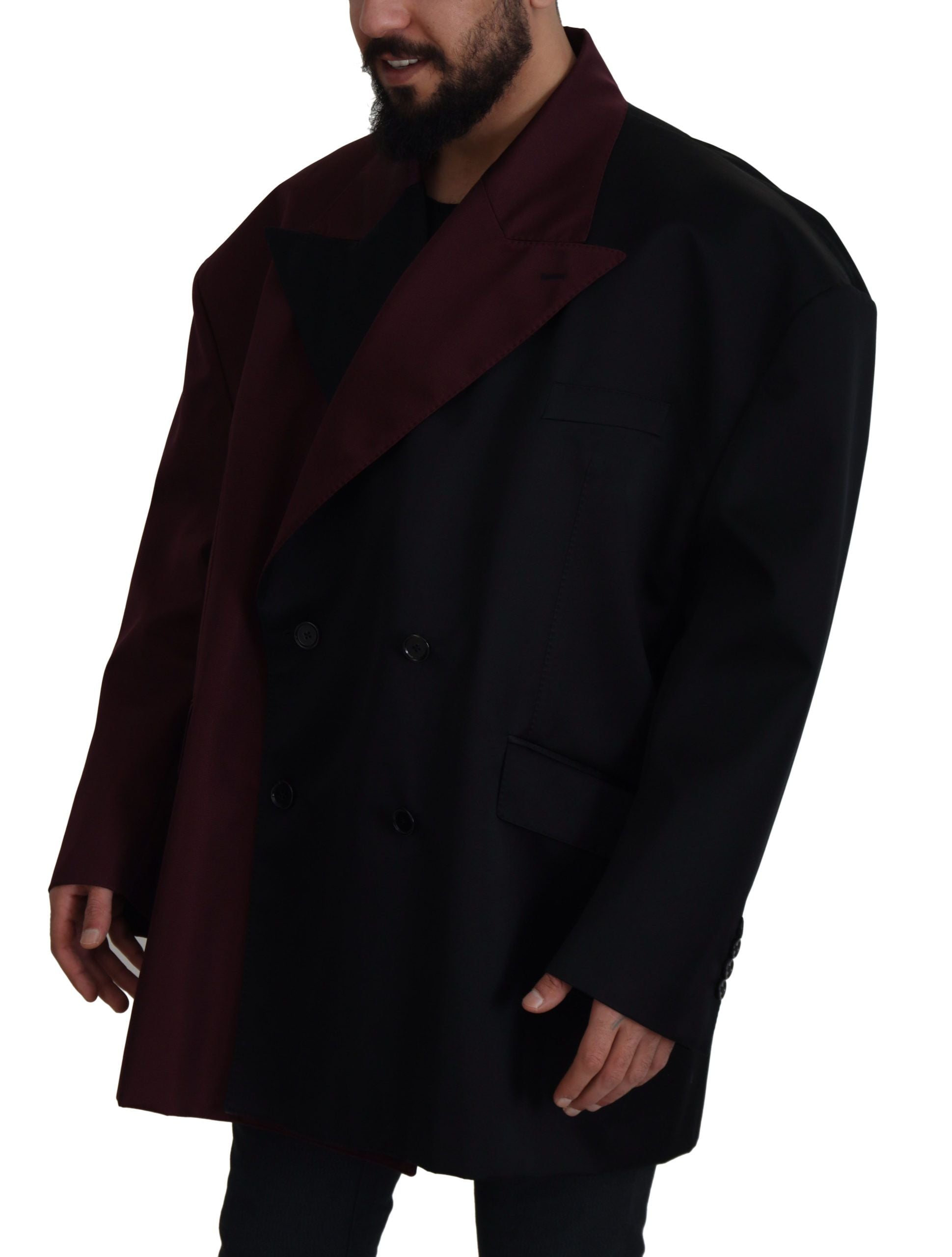 Bordeaux Polyester Double Breasted Jacket