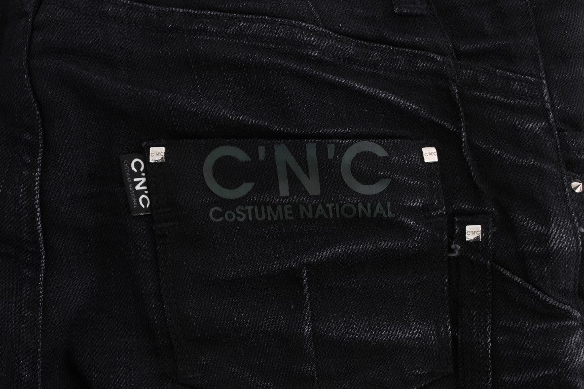Black Cotton Slouchy Slims Fit Jeans