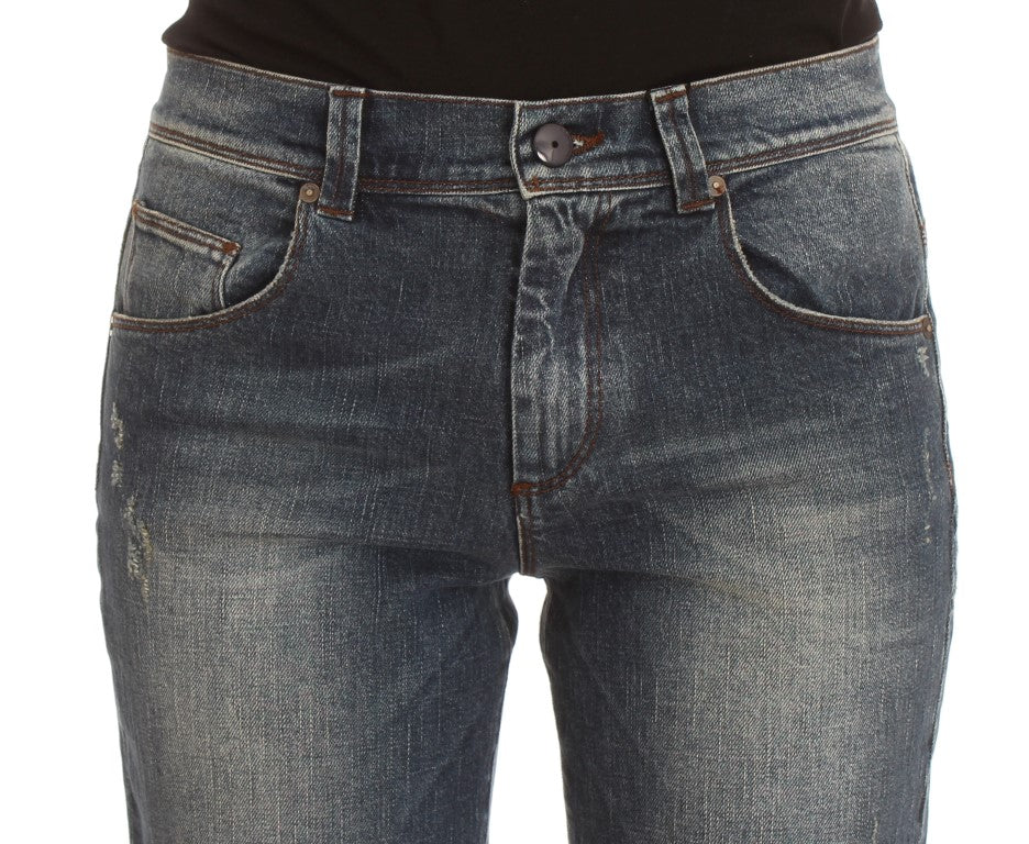 Blue Wash Cotton Blend Slim Fit Jeans