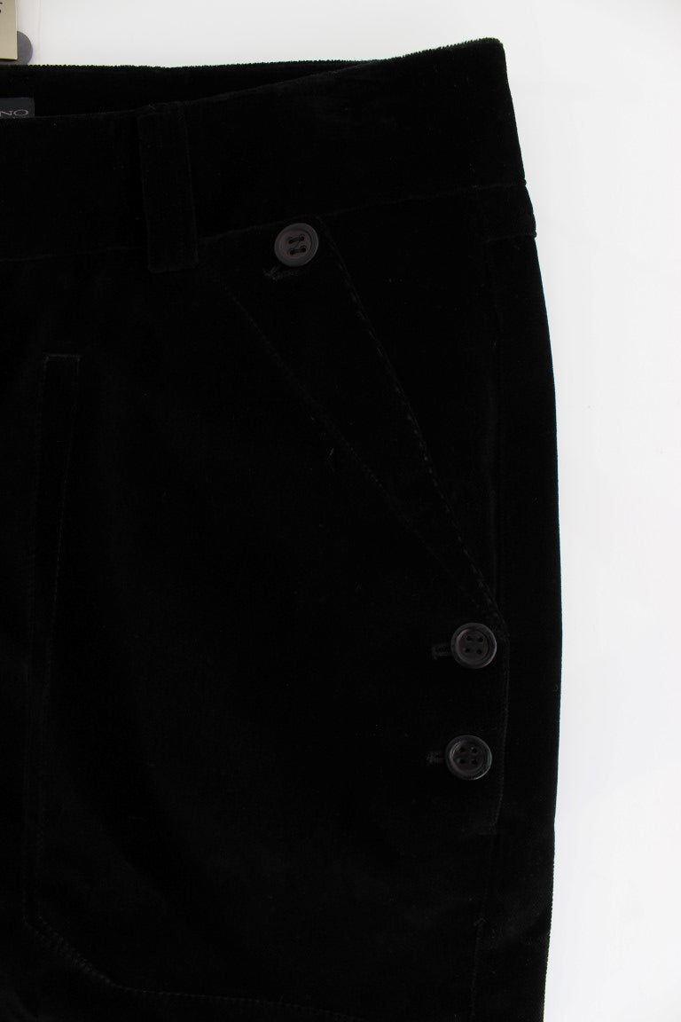 Black Velvet Cotton Straight Legs Pants