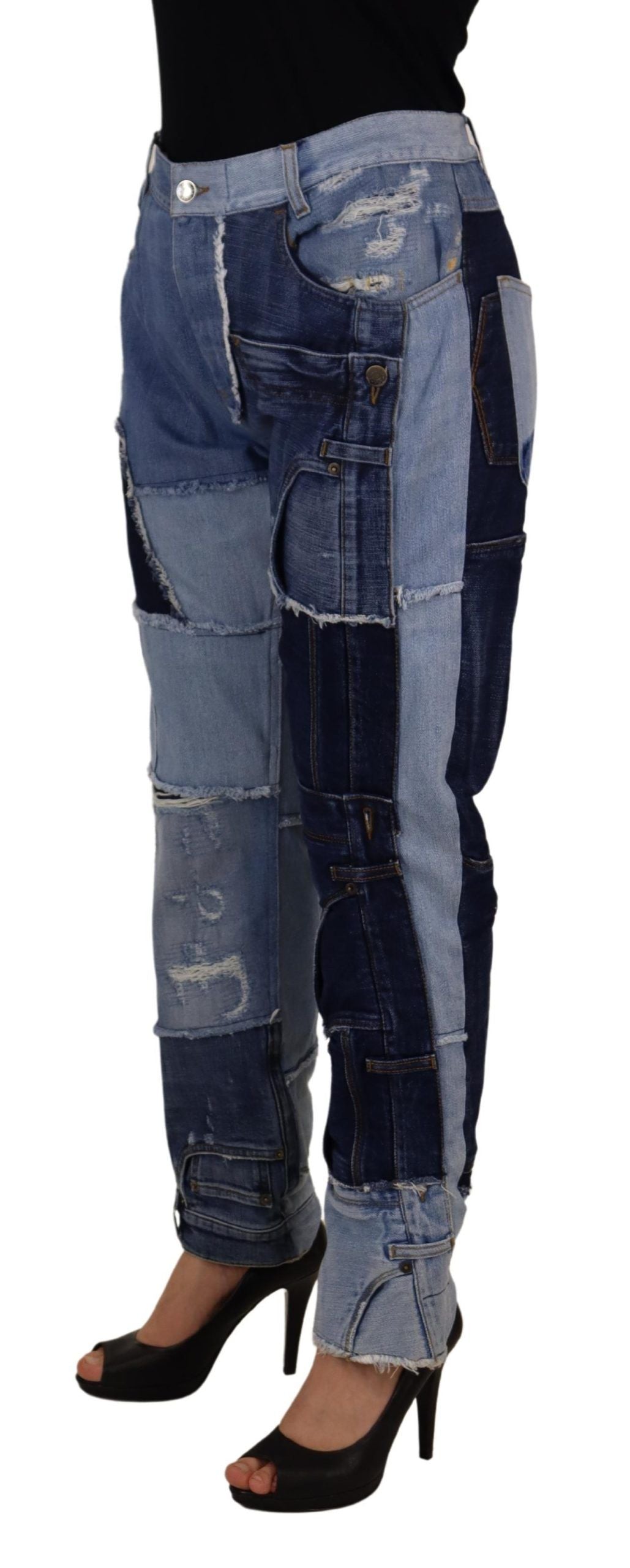 Multicolor Patchwork High Waist Denim Jeans