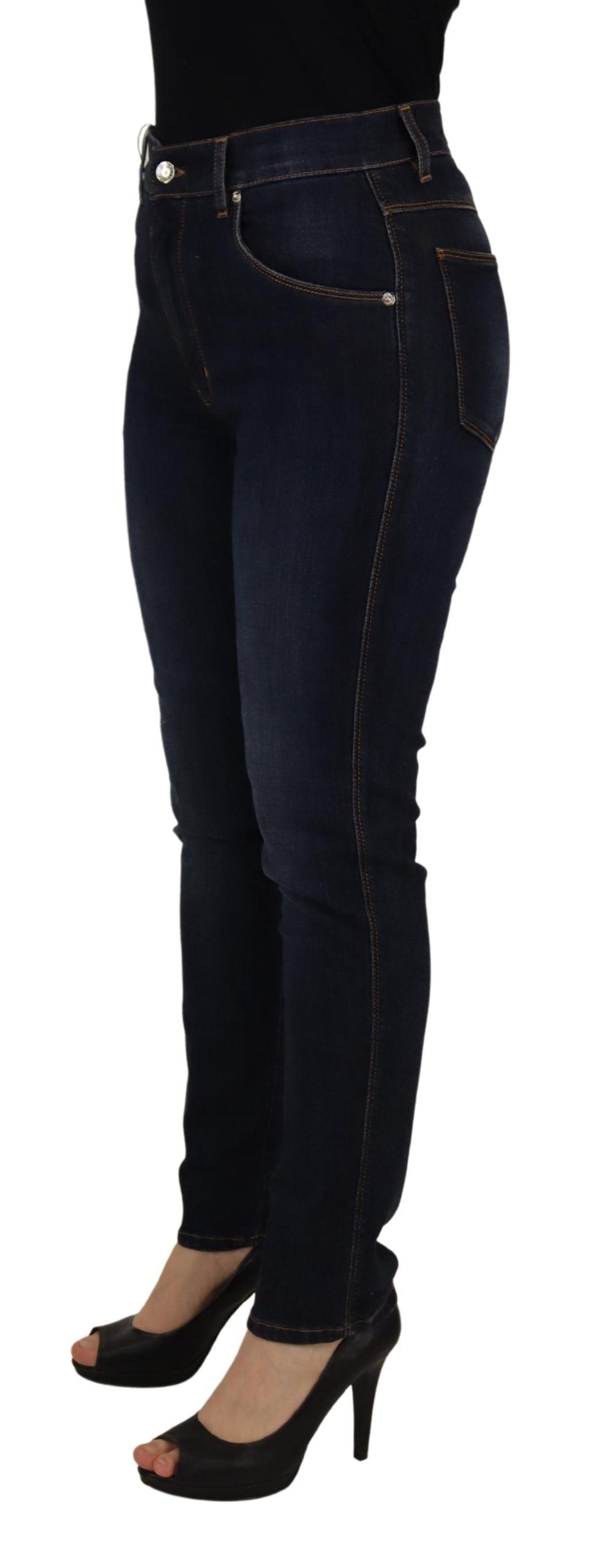 Blue Cotton High Waist Skinny Denim Jeans