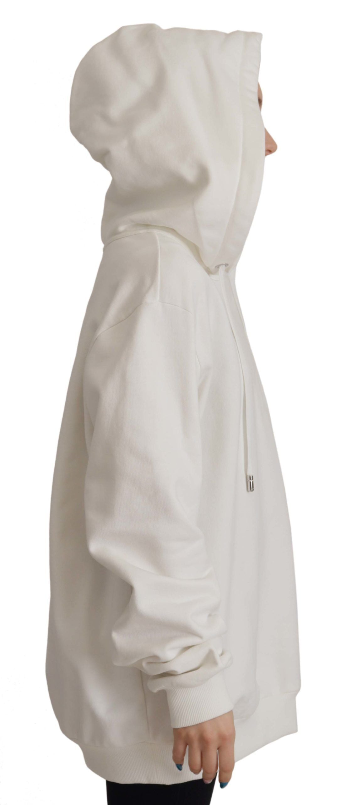 White Hoodie Pullover Embroidered Sweater