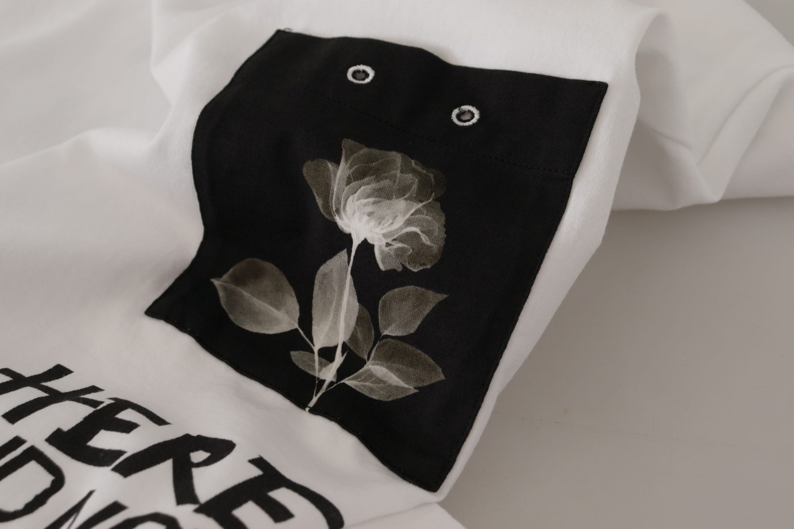 White Slogan Print Round Neck Cotton T-shirt