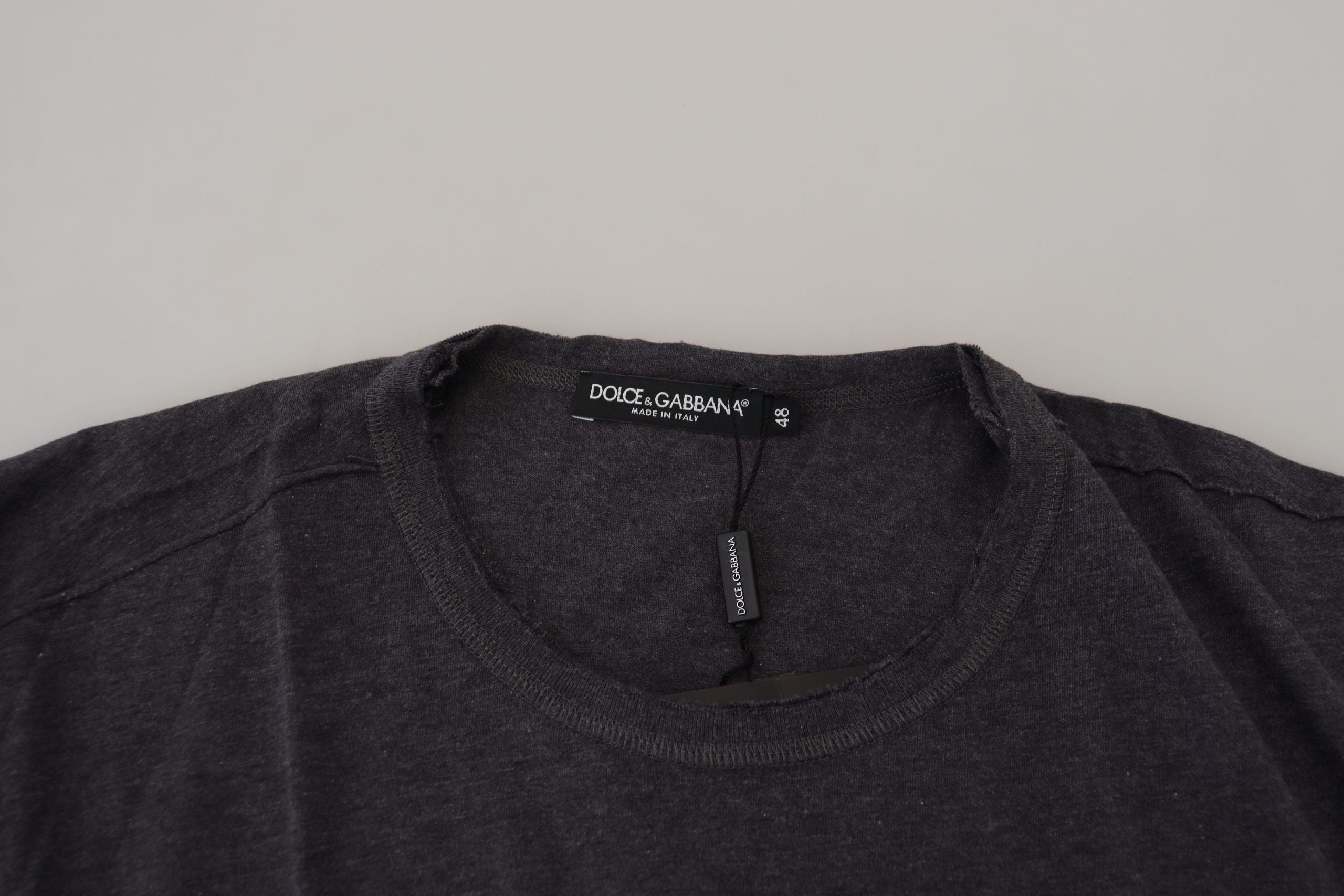 Gray Crewneck Cotton Short Sleeve T-shirt