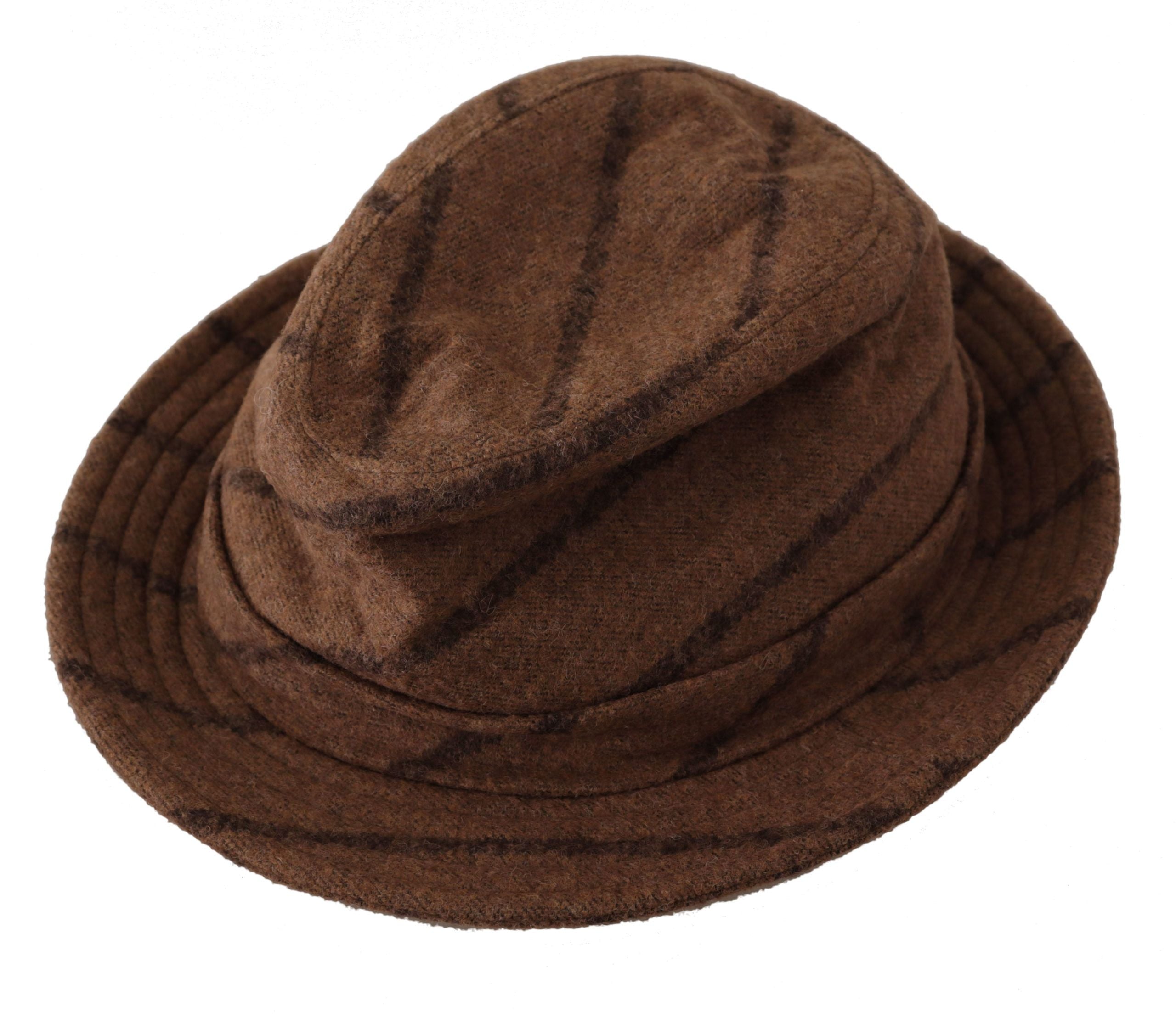 Brown Fedora Striped Print Summer Hat