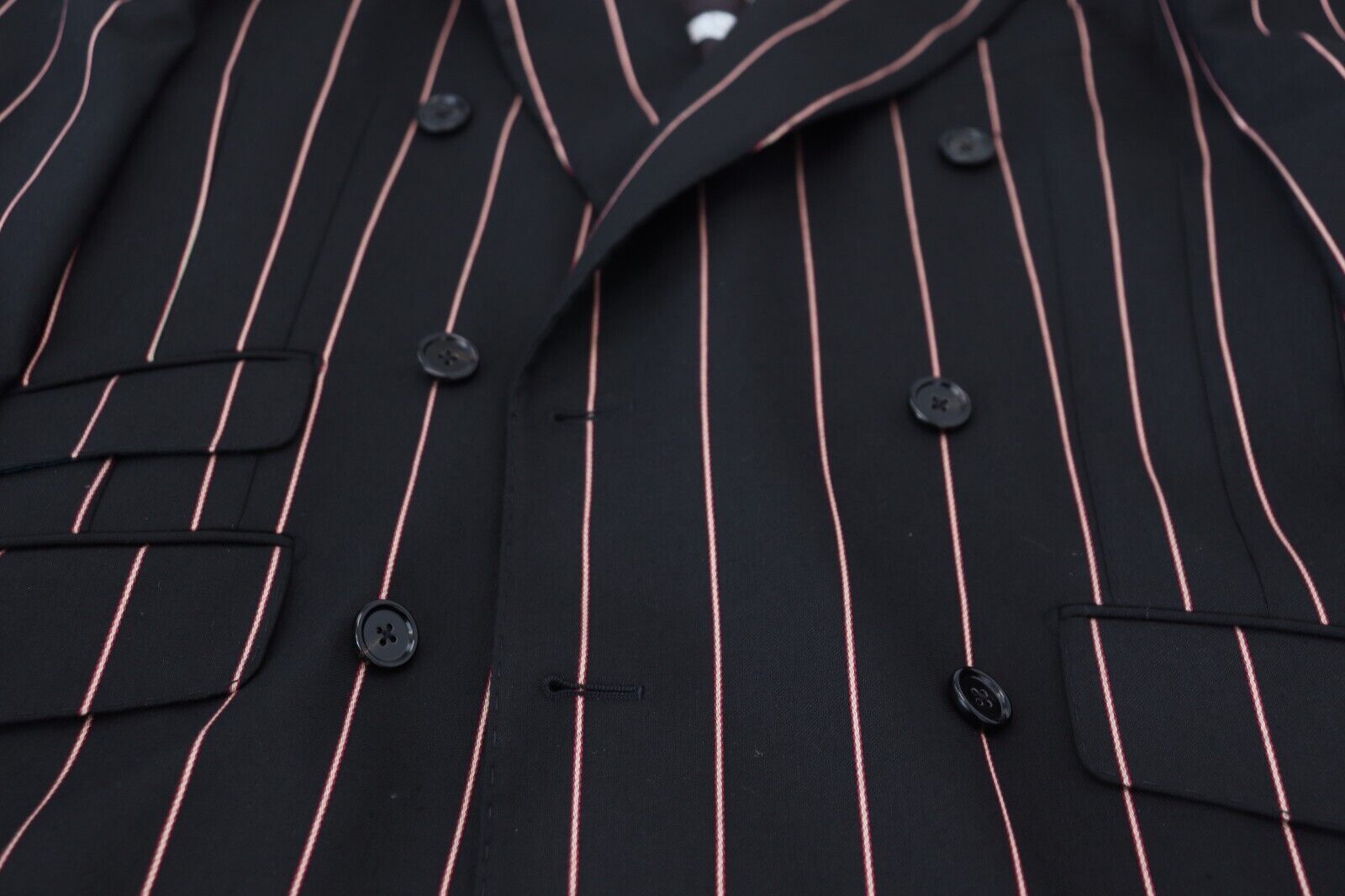 Black Stripes Viscose Double Breasted Blazer