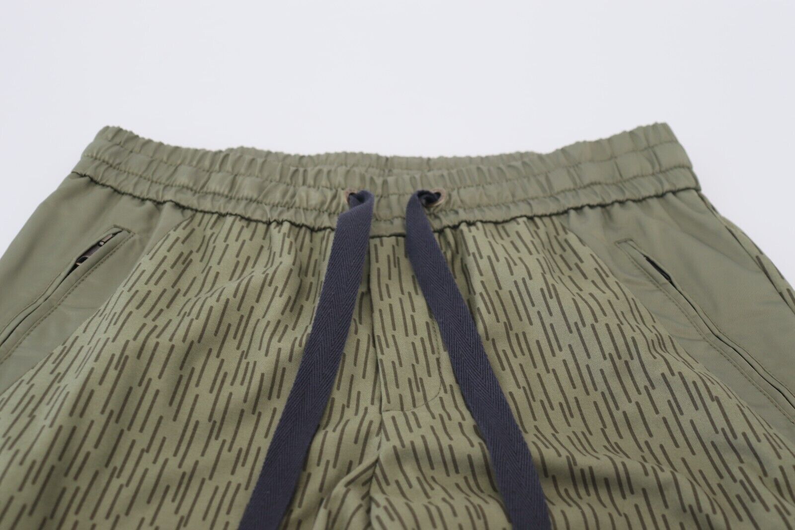 Green Striped Cargo Zipper Leg Men Trouser Pants