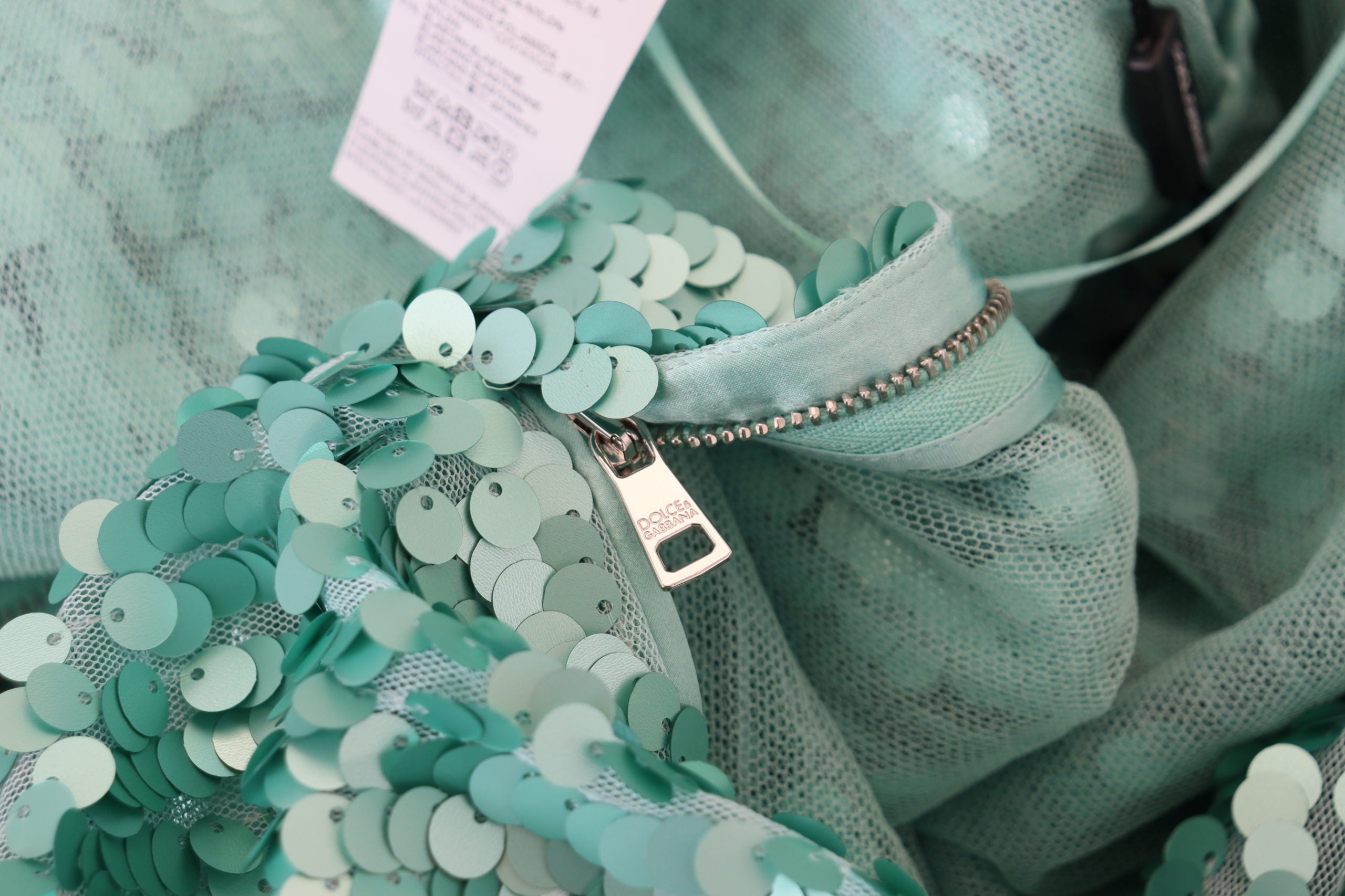 Blue Sequined Pleated Aline Midi Nylon Dress